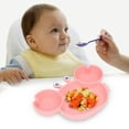 thumbnail image 4 of Silicone Suction Plates, Divided Portable Baby Plates Stain Resistant High Temperature Resistant Safe  Anti Slip  For Kids Pink, 4 of 8