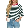 thumbnail image 6 of Cueply Tops for Women Summer Short Sleeve T Shirts Striped Design Fashion Crewneck Casual Loose Basic Tee Shirts, 6 of 8