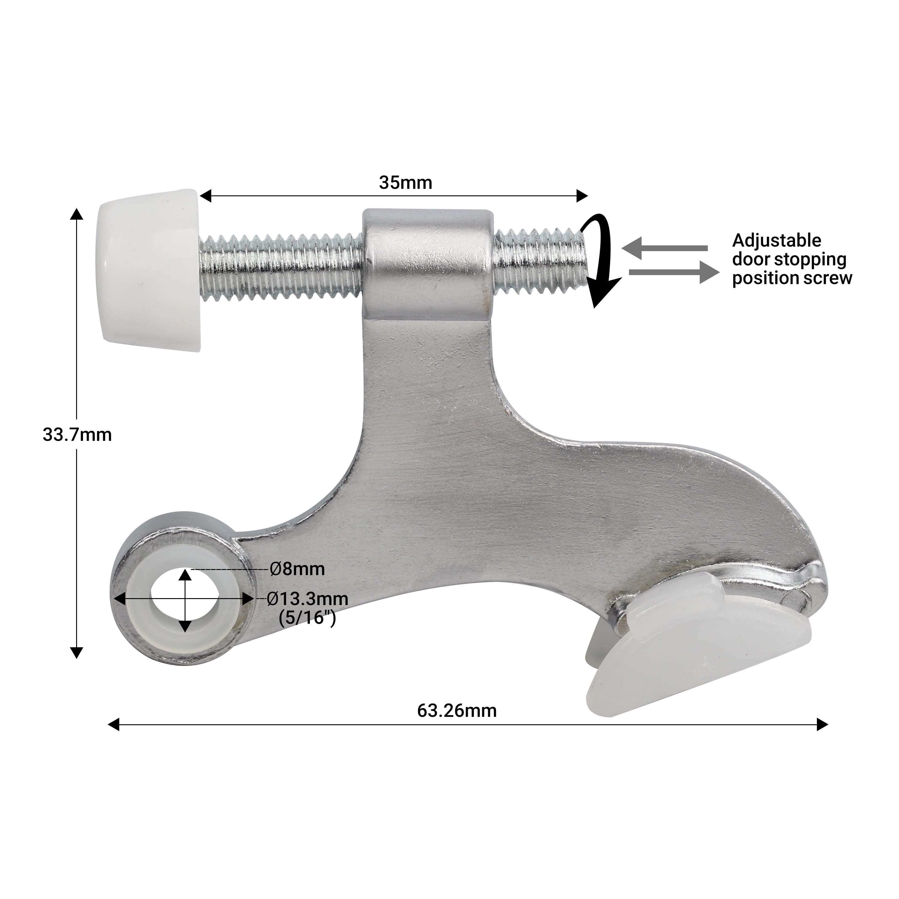 10 Pack Rok Hardware Heavy Duty Hinge Pin Door Stop, Brushed Chrome