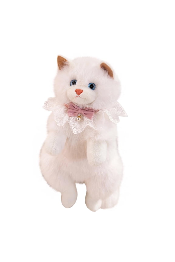 Ragdoll Backpack Toy: Cute Kitty Double Shoulder Bag, Soft Plush Doll with Textured Details, Adjustable Straps, Ideal Gift for Fashion Lovers,White