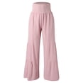 thumbnail image 4 of WTXUE Wide Leg Pants, Bell Bottoms Women Summer High Waisted Cotton Flare Palazzo Pants Beach Pant Long Trousers, Womens Trousers Slacks Slacks, Pink, 4 of 8