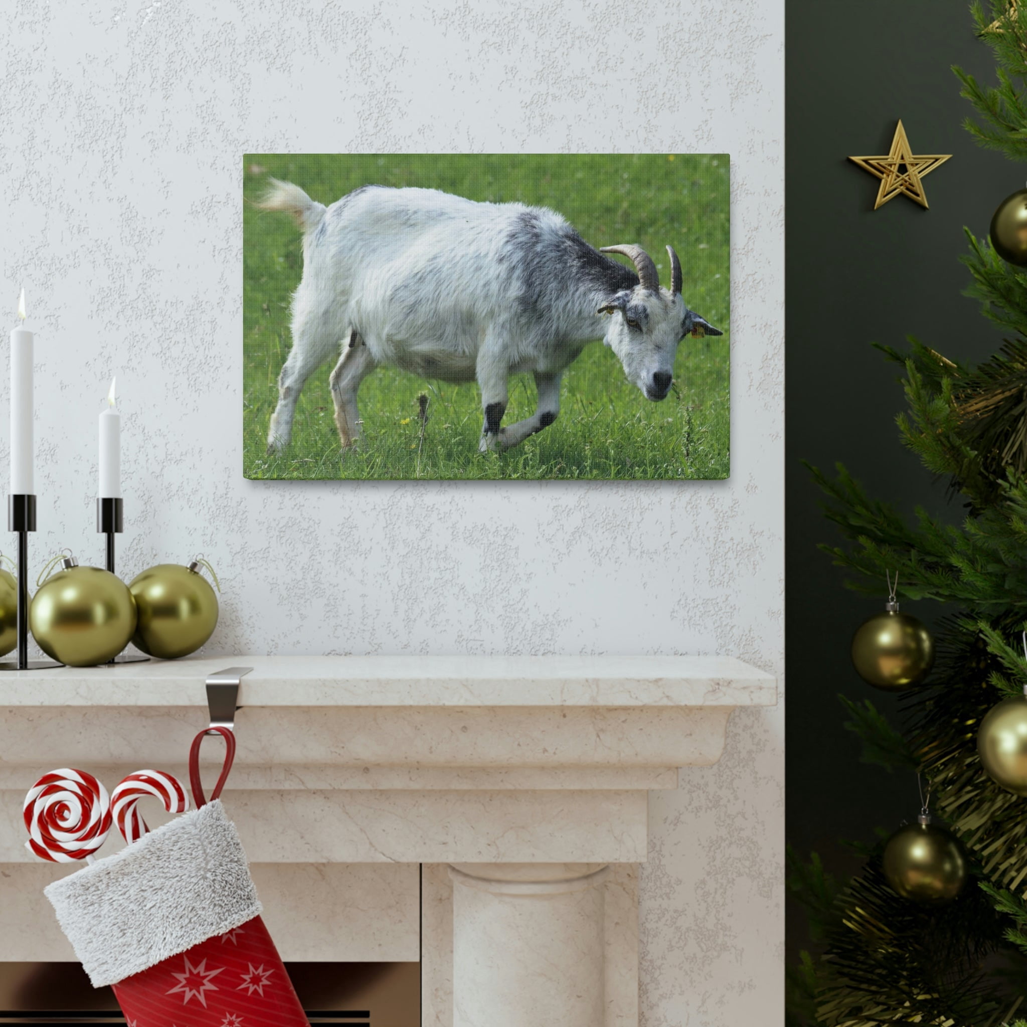 Billy Goat Hunting Billy Goat on Hunt Print Animal Wall Art