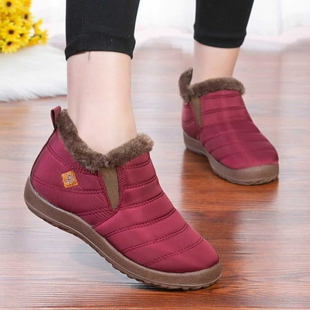 

ZMHEGW Boots For Women Couple Water Proof Snow Winter Flat Velvet Warm Slip On Snow Boots Shoes