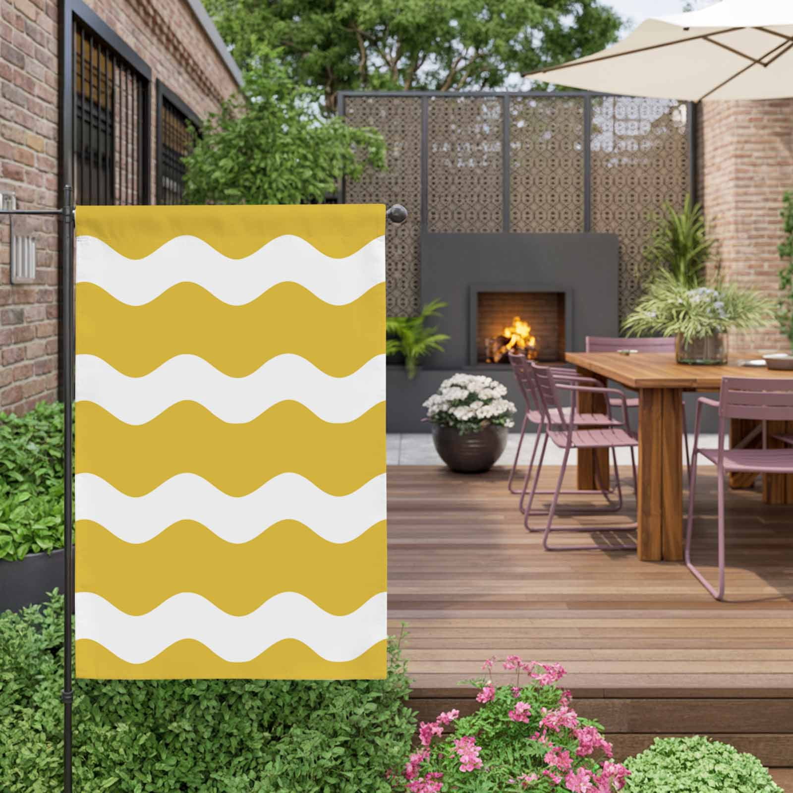 Yellow Wavy House Flag 28 x 40 Inches, Stripes Weather Proof Outdoor Patio Flags Double Sided Small House Decoration for Yard Lawn Outside Home