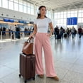 thumbnail image 3 of Women’s High Waisted Wide Leg Pants Casual Straight Leg Trousers with Front Pleats Elastic Back Waist Lounge Work Pants, 3 of 12