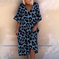 thumbnail image 1 of SMihono Robes Bohèmes d'Été pour Femmes Grande Taille Robe Décontractée à Imprimé Léopard pour Dames Robe à Manches Courtes Ample à Col en V, 1 of 4
