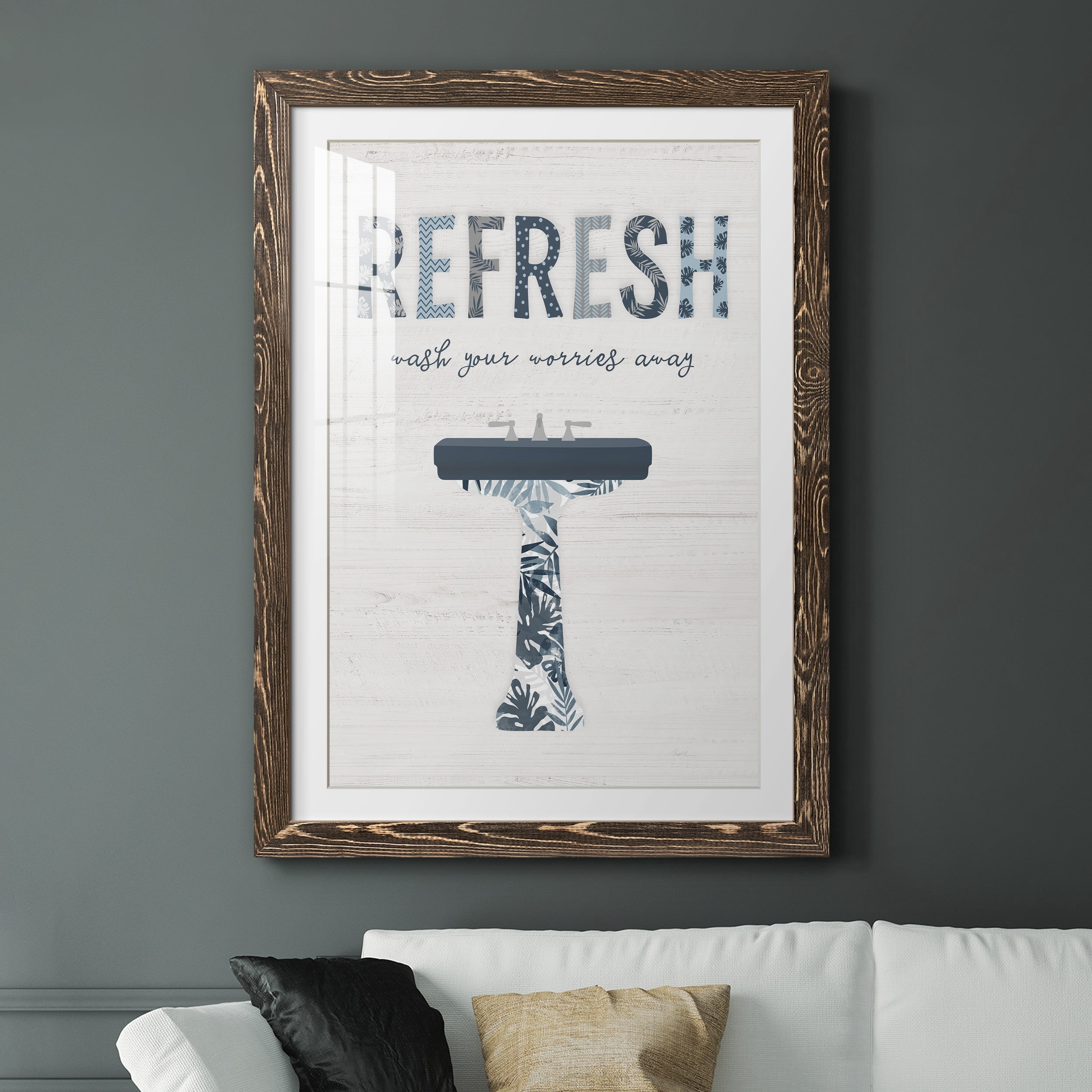 Palm Bath II - Premium Framed Print - Distressed Barnwood Frame - Ready to Hang