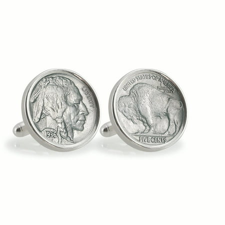 Buffalo Nickel Sterling Silver Coin Cuff Links