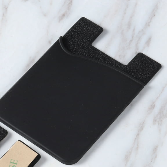 Soimiss 3Pcs Stick on Cell Phone Wallet Black Silicone Holder Secure Wallet for Phone Essentials