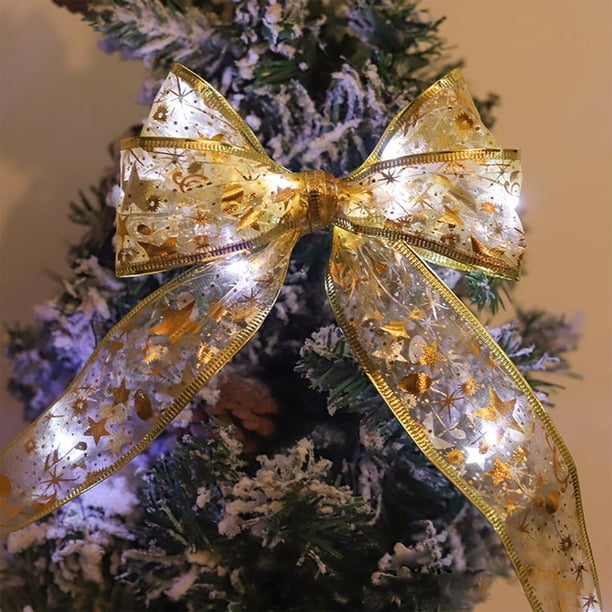 Guirnalda de luces navideñas de 9,7 m con 100 LED blanco cálido | Luces de alambre de cobre a pilas con lazos | Decoración navideña para interiores y exteriores, fiestas y bodas
