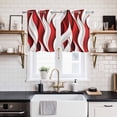 thumbnail image 2 of Red White Moire Kitchen Curtains Small Short 39 Inch Length, Modern Abstract Art Grommet Top Bedroom Living Room Curtains, Light Filtering Cafe Curtain Drapes 2 Panels Set 55''x39'', 2 of 9