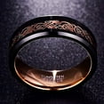 thumbnail image 3 of 8mm Mens Black and Rose Gold Tungsten Ring Celtic Dragon Wedding Bands Beveled Edge Size 5-15, 3 of 6