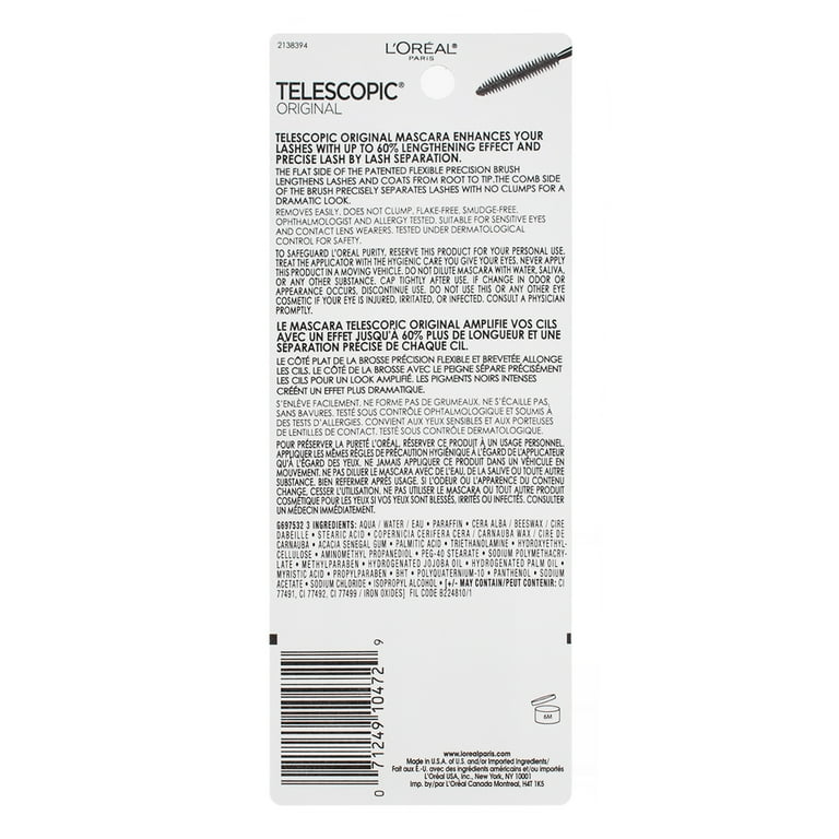 L'Oreal Paris Telescopic Lengthening Mascara, Black [905], 0.27 oz
