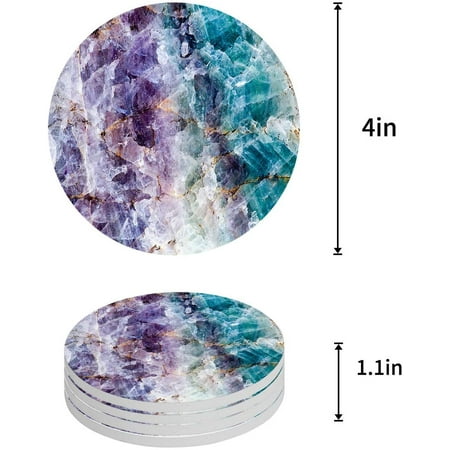 

FMSHPON Marble Set of 8 Round Coaster for Drinks Absorbent Ceramic Stone Coasters Cup Mat with Cork Base for Home Kitchen Room Coffee Table Bar Decor