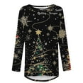 thumbnail image 4 of Christmas Shirts for Women Long Sleeve Crew Neck Tunic Tops Loose Fit Xmas Tree Print Holiday Graphic Tees (XL, Black), 4 of 5