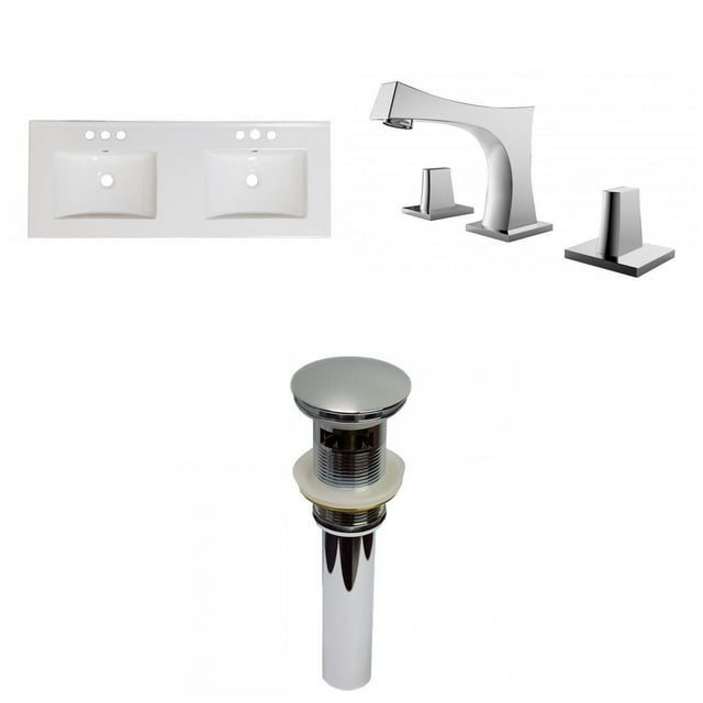 American Imaginations 59-in. W 3H8-in. Ceramic Top Set In White Color - Overflow Drain Incl. AI-31710
