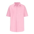 thumbnail image 3 of EGNMCR Men's Lapel Button Open And Close Solid Color Shirt Top Short Sleeve Lapel Top/Shirt, 3 of 5