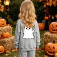 thumbnail image 6 of Girls Halloween Sweatshirt Crewneck Long Sleeve Cartoon Ghost Graphic Top Breathable Pullover Tops Gray 1-2 Years, 6 of 9