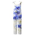 thumbnail image 4 of ICHUANYI Clearance Women's Casual Sleeveless Strap Floral Printed Spaghetti High Waist Wide Leg Jumpsuit Rompers(White, S) ICHUANYI WER2023080917031, 4 of 4