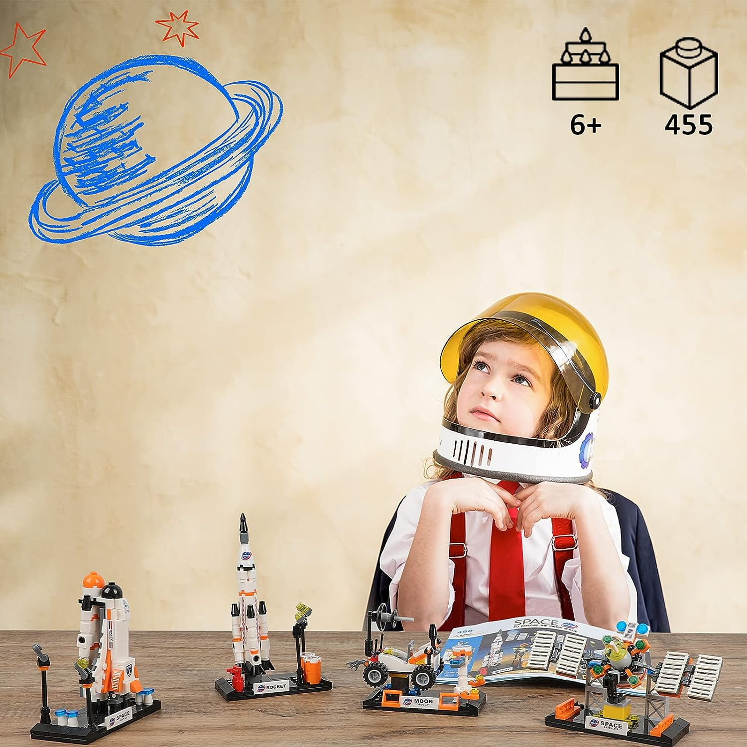 EP EXERCISE N PLAY Space Shuttle Space Rocket Building Blocks Set STEM Toy 455 Pieces for Kids Ages 6-12