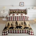 thumbnail image 2 of Feelyou Farmhouse Bear Print Queen Comforter Set for Teen, Vintage Red Buffalo Bedding Sets, Hippie Texas Stars Reversible Bedding Comforter Set, Ultra Soft Bedroom Decor, 3 Pieces, 2 of 8