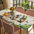 thumbnail image 3 of St. Patrick's Day Table Cloths for 3 Foot Rectangle Tables, Green Gnomes Lucky Shamrocks Vintage Patio Waterproof Elastic Fitted Tablecloths, Washable Rectangular Table Cover for Camping, 3 of 8