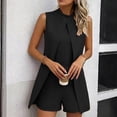 thumbnail image 6 of Rompers for Women Sleeveless High Neck Mini Romper Dresses Split Front Tunic Overlay Short Jumpsuits Elegant formal office Outfits Black, 6 of 7