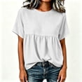 thumbnail image 4 of Dxzfnsa Short Sleeve Shirts for Women Casual Spring Summer Tops Ribbed Knit Striped Womens Tops Crewneck Loose Fit T Shirts S-2XL, 4 of 6