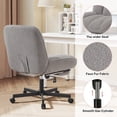thumbnail image 4 of Daluvenix Office Chair, Ergonomic Extra Wide Big Desk Chair with Retractable Footrest, Height Adjustable Swivel Teddy Fleece Mid Back Home Chair with Wheels, Gray, 4 of 10