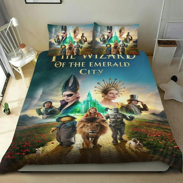 El Mago de la Ciudad Esmeralda Conjunto de sábanas temático, trío de piezas, cómodo y amigable con la piel, diseño único, regalo de decoración para el hogar para familiares, amigos y fans,173cm *218cm