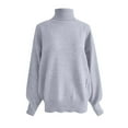 thumbnail image 4 of Women's Sweater Loose Turtleneck Sweater Warm Solid Pullover Knitwear Basic Women Tops Autumn Winter Men's Pullover 8x Hoodies for Men Big And Tall Hoodie without Cap Neck Sweater Light Long Sweaters, 4 of 4