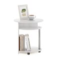 thumbnail image 4 of Furinno Jaya Round Side Table with Bottom Shelf, White End Table, Night Stand, Bedside Table for Living Room, Bedroom, Home Office, White Wood, 4 of 5