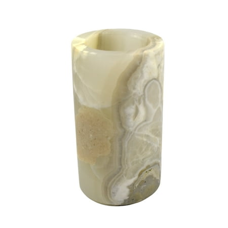 Gray Candle Holders Gray Stone Candle Holder for Tea Candles, Real Hand Carved Onyx Aragonite - Round Shaped, 4.25