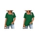 thumbnail image 4 of Qarigey Camiseta de algodón para mujer, Top plisado de manga corta con cuello cuadrado, ropa de verano a la moda para senderismo y vacaciones, Type3 NO3, 4 of 6