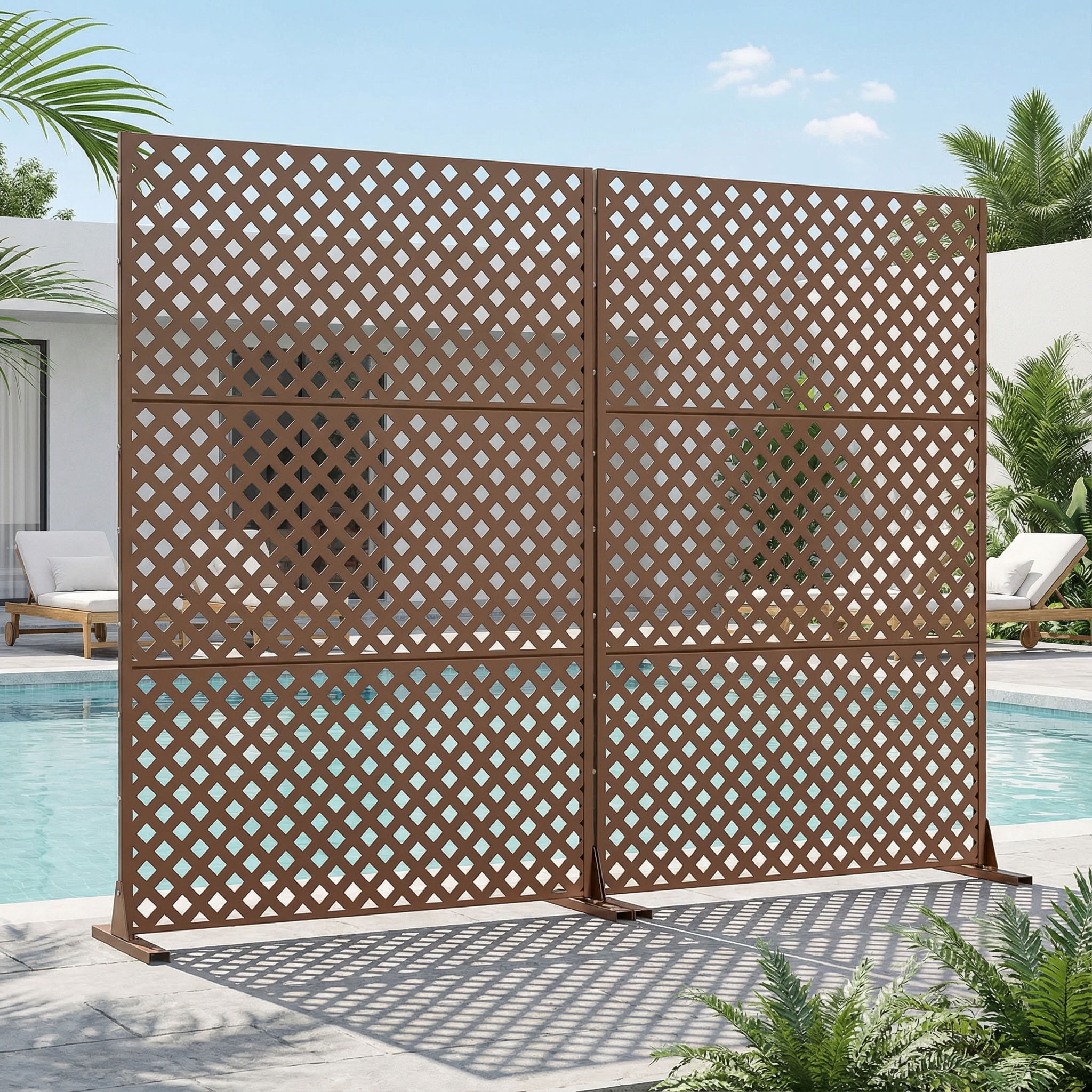 MAYEERTY 3 Panels Outdoor Privacy Screen, Metal Decorative Privacy Fence, 2 pcs Privacy Panel for Patio, Balcony, Backyard, Garden