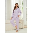 thumbnail image 4 of HEARTNICE Womens Pajama Sets, Flannel Knit Soft Button Down Loungewear Long Sleeve Pjs Sets,(Lavender,L), 4 of 5