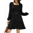 thumbnail image 2 of Womens Square Neck Long Sleeve Fall Dresses Casual Babydoll Sweater Dress Black XL, 2 of 8