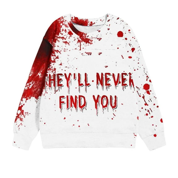 WFJCJPAF Halloween Kids Halloween Shirt Size 8,Children's Shirt Long Sleeved Halloween Printed T-shirt Printed Round Neck Short Top Suitable for Boys and Girls Aged 1-12 T-shirts