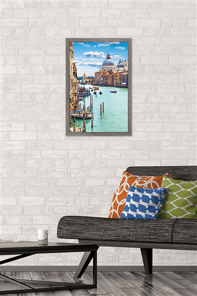 Timeless Visions - Canals of Venice Wall Poster, 14.725" x 22.375", Framed