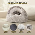 thumbnail image 2 of Plush Hooded Cat Bed, Calming Nest, Self-Warming Cave, Cozy Pod for Indoor Cats or Small Dogs, Removable Washable Cove With Non-Slip Bottom, 2 of 9