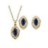 Marquise-Cut Sapphire Blue Cubic Zirconia Braided Twist 2-Piece Stud Earrings and Necklace Set 4.18 TCW 14k Gold-Plated 18"-20"