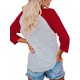 thumbnail image 2 of Minnieouse Camiseta de mezcla de algodón con cuello , Tops de mezcla de algodón, manga 3/4, informal, holgada, ropa interior con temática Prendas para la parte del cuerpo Manga 3/4 roja XXL, 2 of 6