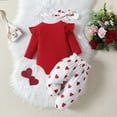 thumbnail image 4 of Owordtank Newborn Baby Girl Valentines Day Outfit Ribbed Long Sleeve Romper Onesie Pants Set Cute Fall Winter Clothes, 4 of 8