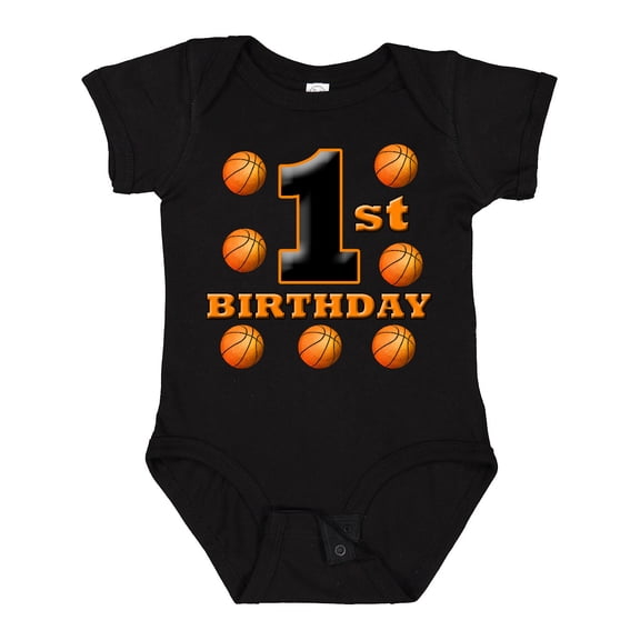 Inktastic 1st Birthday Basketball Boys or Girls Baby Bodysuit