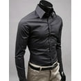 thumbnail image 1 of Chemise Homme à Manches Longues pour Affaires, Unie, Formelle, Décontractée, Hauts Habillés, 1 of 1