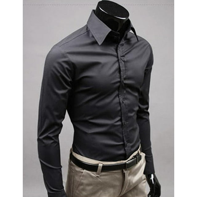 Chemise Homme à Manches Longues pour Affaires, Unie, Formelle, Décontractée, Hauts Habillés