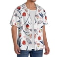 thumbnail image 2 of Uemuo Tulips Flowers Pattern Cotton Linen Short Sleeve Shirts,Casual Lightweight Button Down Shirts,Vacation Beach Summer Tops-, 2 of 7