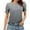 Dark Gray, variant on Summer Tops for Women Crew Neck Puff Sleeve Smocked Cuffed Tunic Shirts Lightweight Casual Loose Plaid Blouse