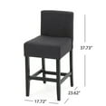thumbnail image 3 of Counter Bar Stools Set of 2, Bar Stool with Back, Linen Fabric Upholstered Seat Barstool with Wooden Base for Kitchen Island Dining Room Pub, Dark Gray, 3 of 5