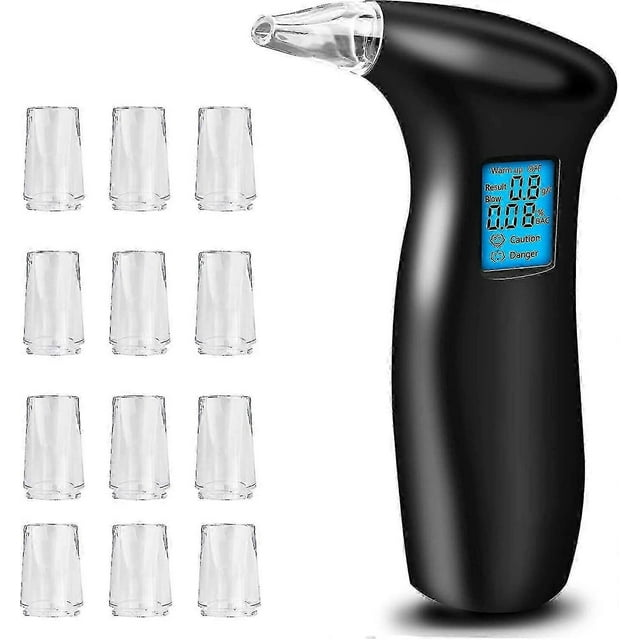 Portable Breathalyzer To Test Alcohol, Professional Digital Alcohol Tester With 12 Mouthpieces, Quick Response